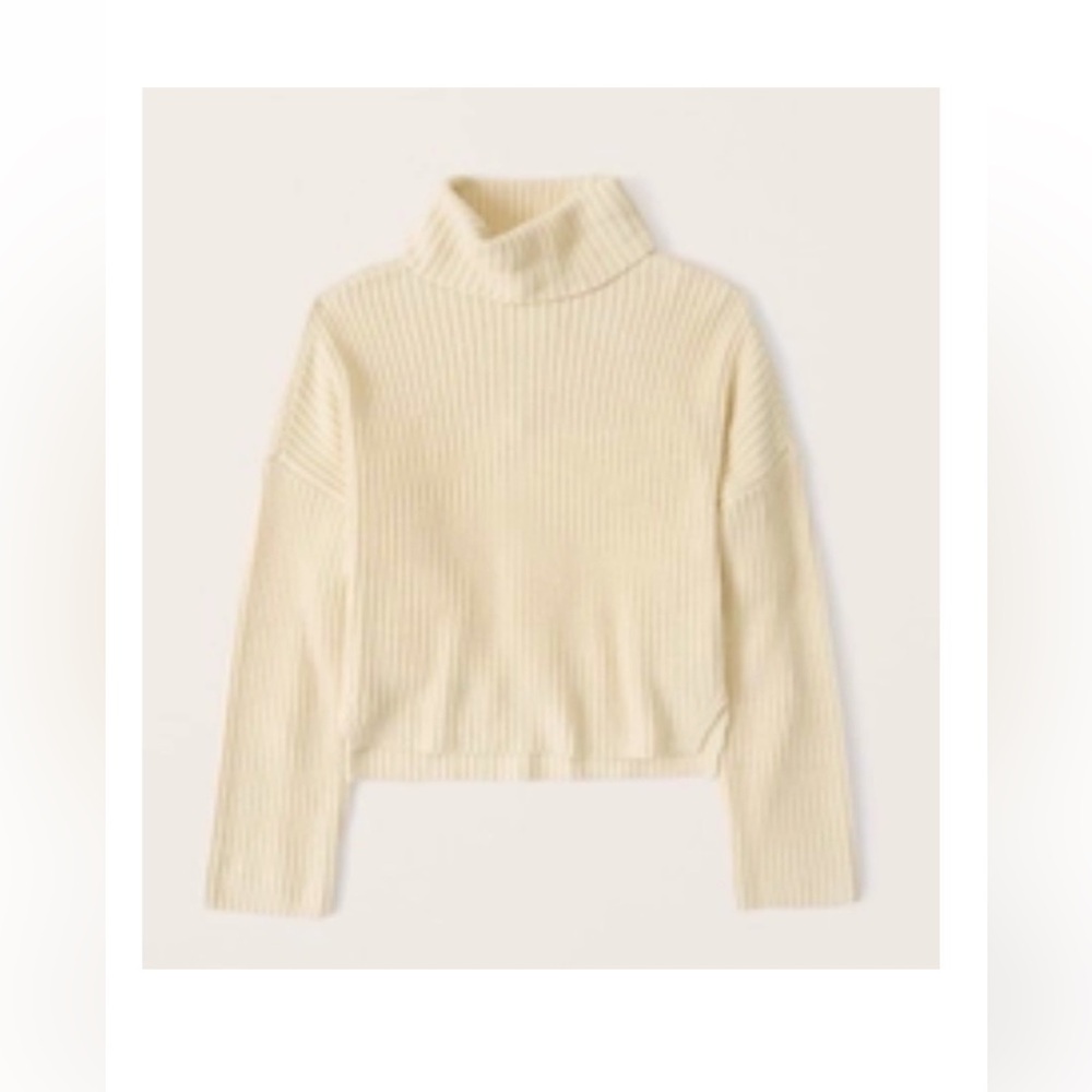 Abercrombie & Fitch Chunky Turtleneck Sweater XL Tan/Pink - Picture 2 of 5